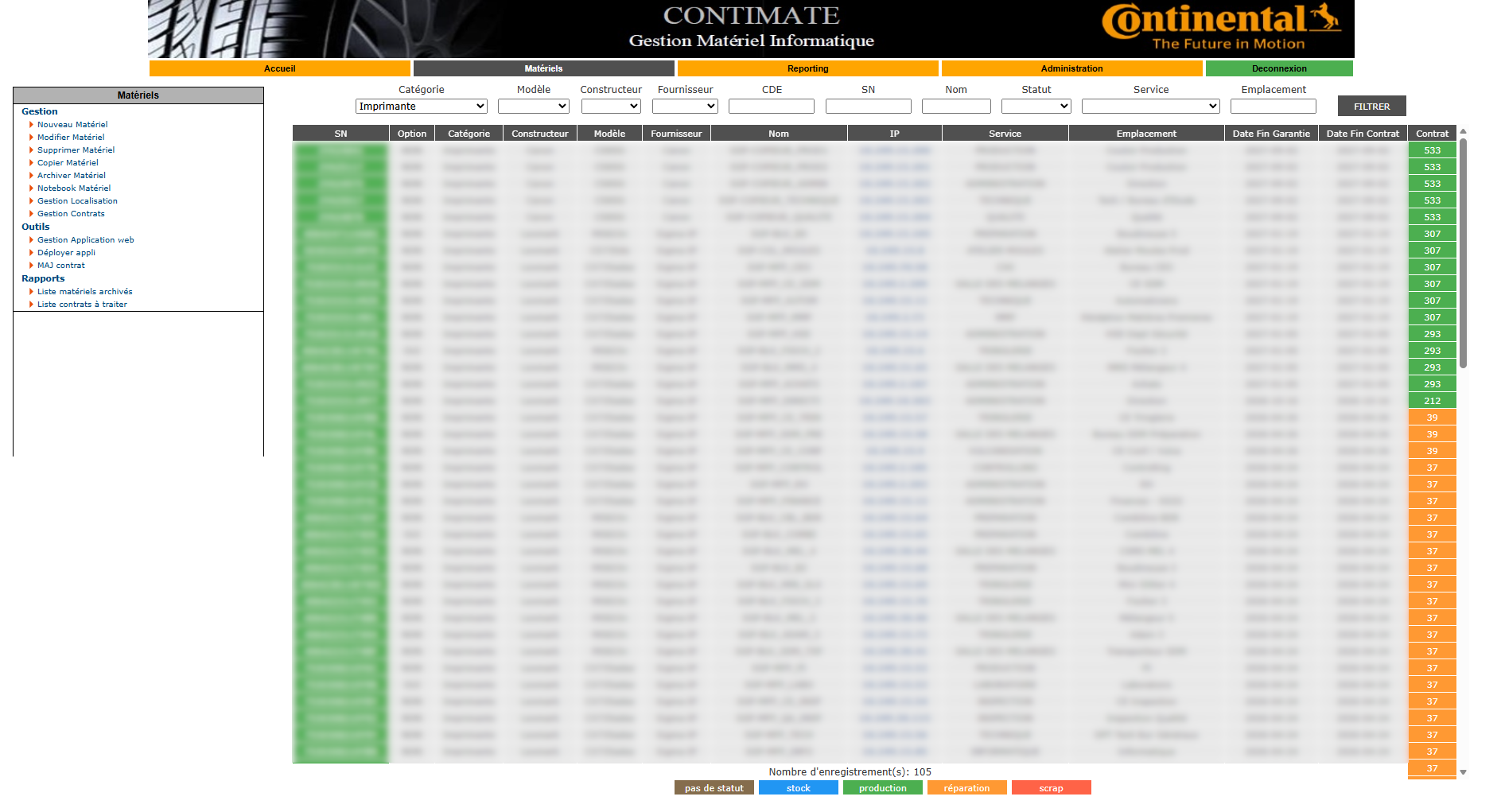 Contimate est une application web d’inventaire mise en place à mon arrivée avec l’aide d’un collègue de l’équipe MES.